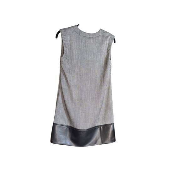 Maeve Anthropologie Sleeveless Sheath Dress Gray Black Faux Leather Hem XXS NWT - Picture 7 of 16